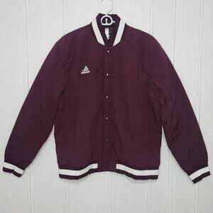 Adidas Men's L Burgundy Red Basecoach Baseball Varsity Bomber Jacket Insulated